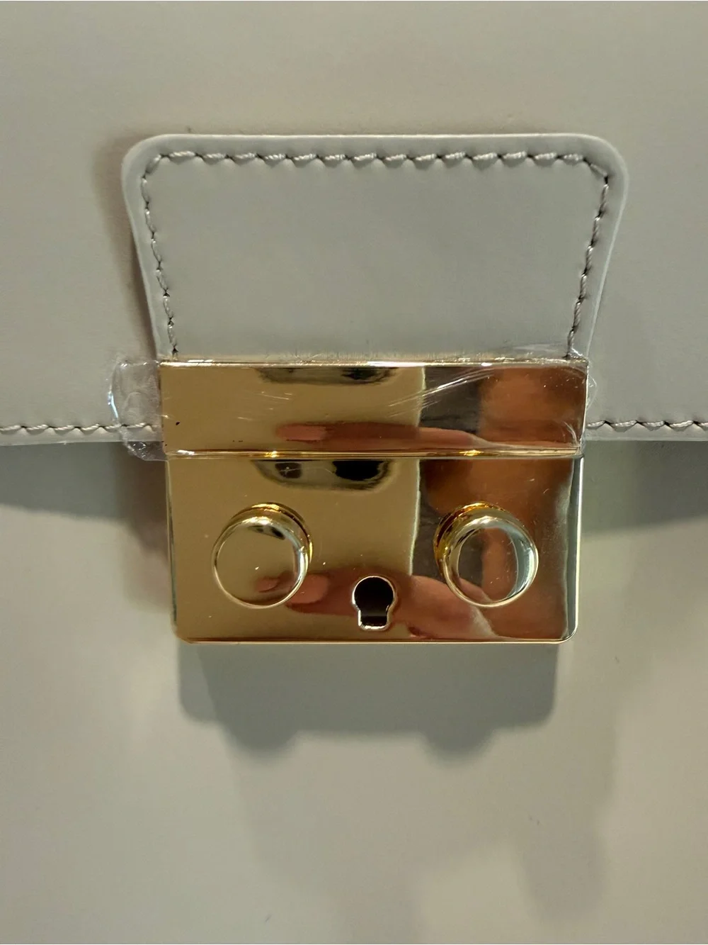 CLAUDIA Firenze Genuine Leather Beige/Cream Satchel Handbag with Wooden Handle